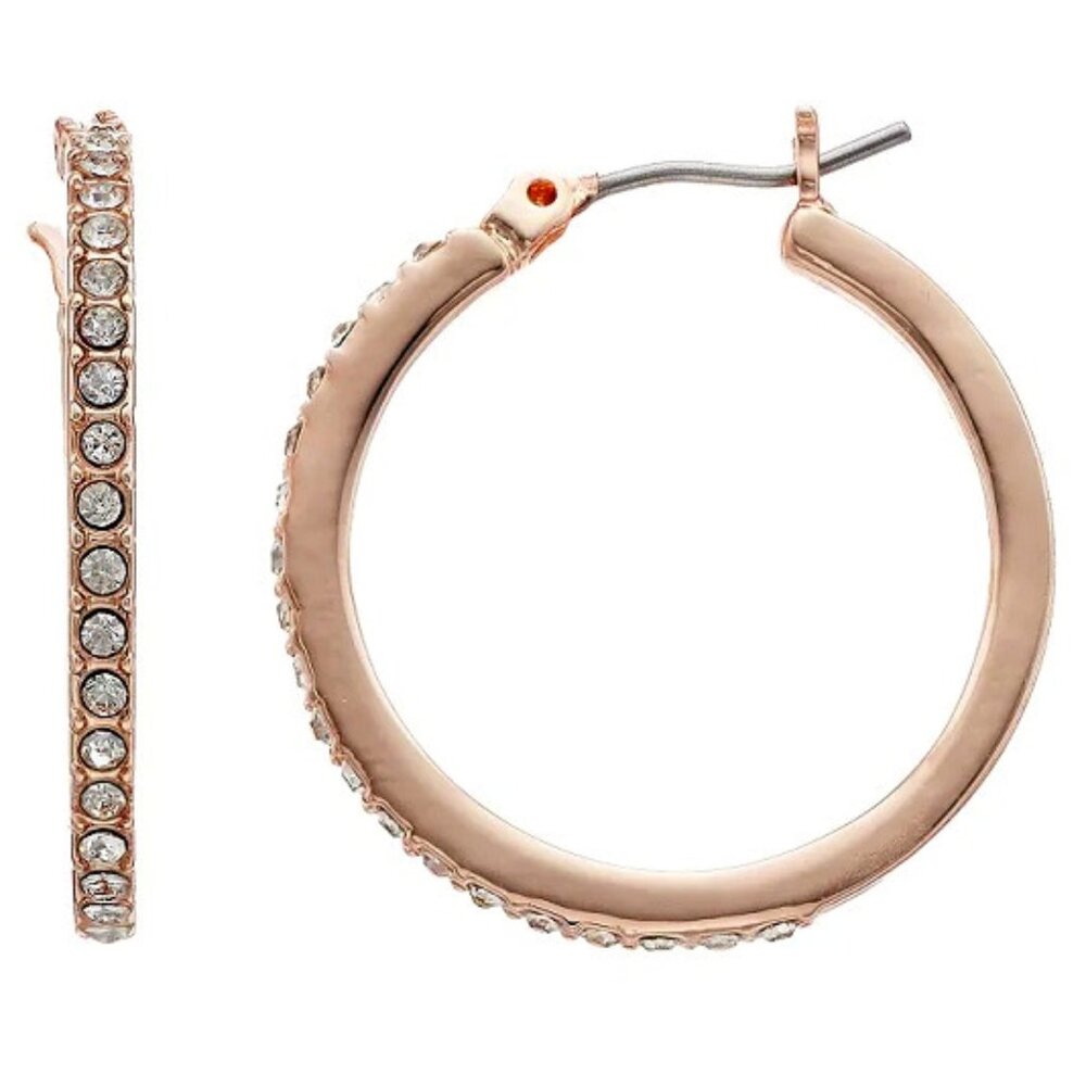 Elegant Rose Gold Hoop Earrings with Crystals